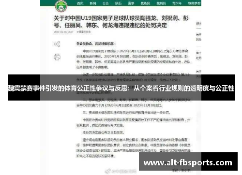 魏震禁赛事件引发的体育公正性争议与反思：从个案看行业规则的透明度与公正性